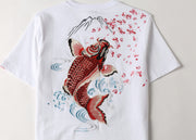 KH628 Red Koi Fish Embroidered Tee