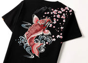 KH628 Red Koi Fish Embroidered Tee