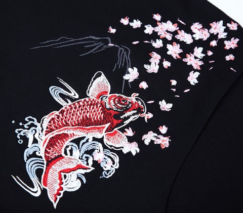 Dancing Fish Embroidery Hoodie