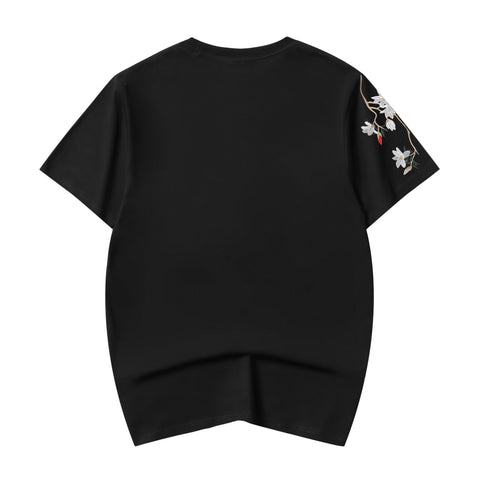 ET513 Flower and Birds Embroidered Tee