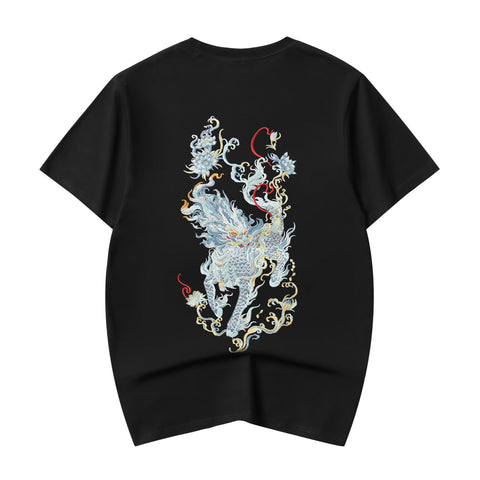 ET517 Blue Kirin Embroidered Tee