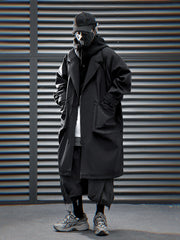 J36 Black Urban Trench Coat with Hoodie