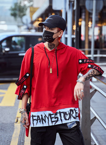 Red Solo Movement Short Sleeves Hoodie