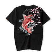 KH628 Red Koi Fish Embroidered Tee