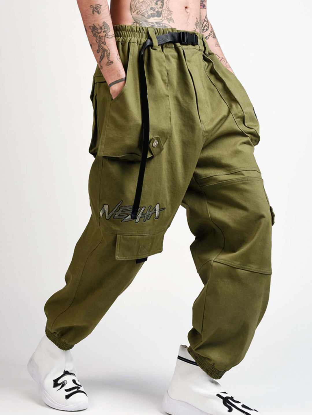 IBP332 Yin Yang Army Green Cargo Pants – Niepce