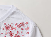 KH628 Red Koi Fish Embroidered Tee