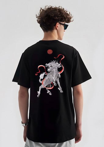 Raging Kirin Stickerei T-Shirt 