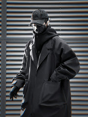 J36 Black Urban Trench Coat with Hoodie