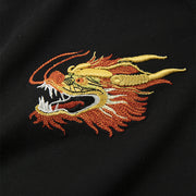 Camiseta con bordado de dragón dorado