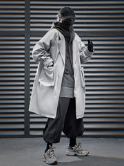 J36 Grey Urban Trench Coat with Hoodie