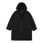 J36 Black Urban Trench Coat with Hoodie