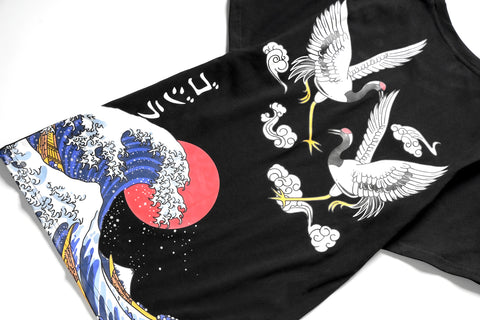 YeT028 Crane and Waves Tee