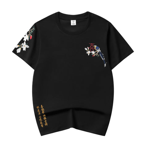 ET513 Flower and Birds Embroidered Tee