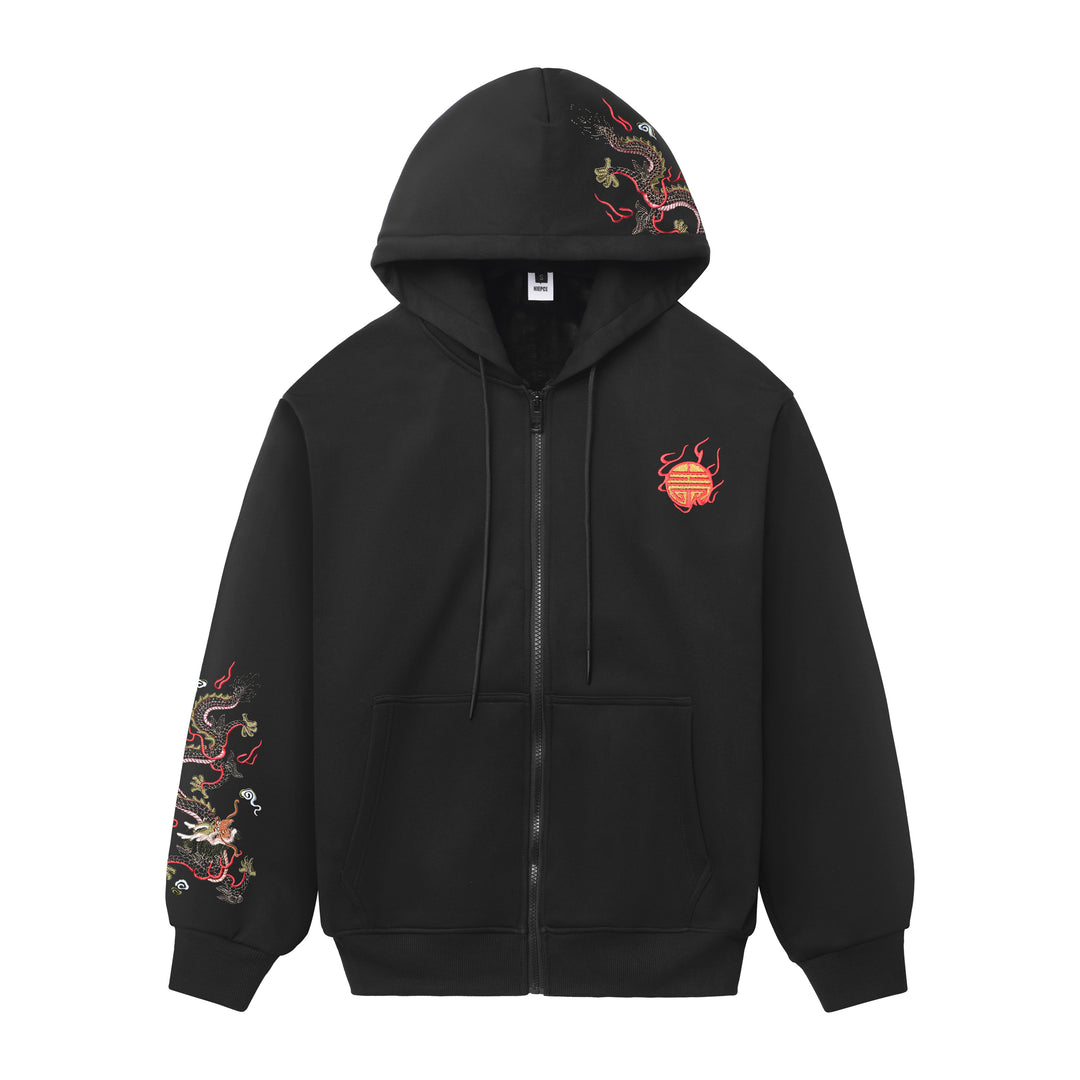 HJ9190 Dragon Embroidered Zip Hoodie – Niepce