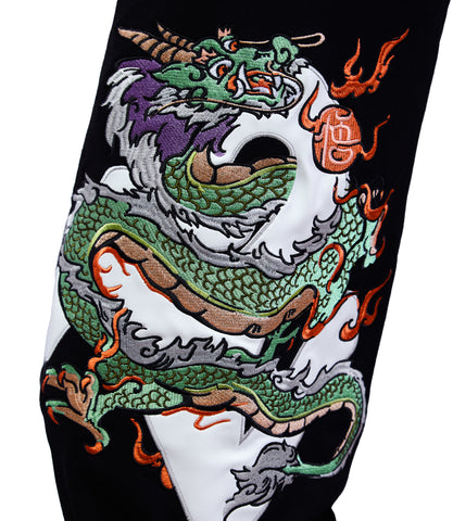 Cloud Dragon Embroidery Black Sweatpants