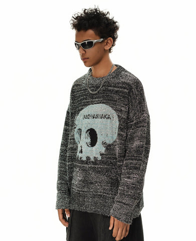 Grey Toned Skull Knit Sweater