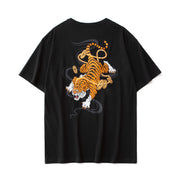 T-Shirt mit Tiger-Wiedergeburts-Stickerei 