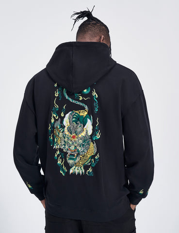 Emerald Tiger Embroidery Hoodie