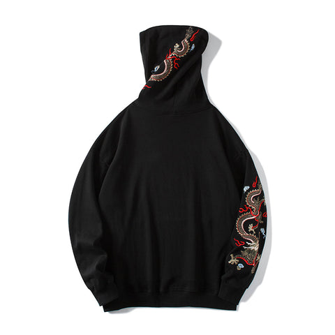 Women's Flying Fire Dragon Embroidery Hoodie