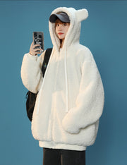 Women's Furry Bunny Ears Winter Jacket