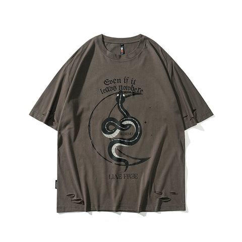 Camiseta cósmica de serpiente blanca para mujer