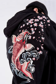Sudadera con capucha y bordado de pez bailando