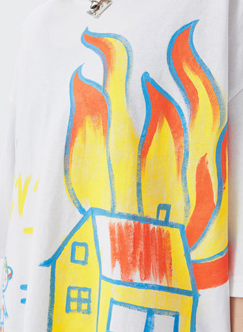 Haus auf Feuer Doodle T-Shirt