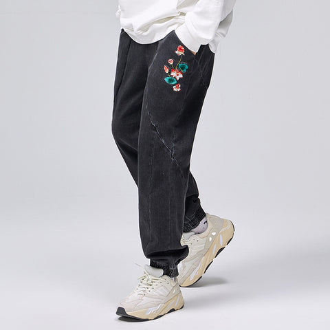 Flowers of Peace Embroidery Joggers