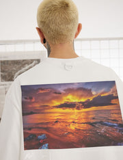 Camiseta de playa al atardecer