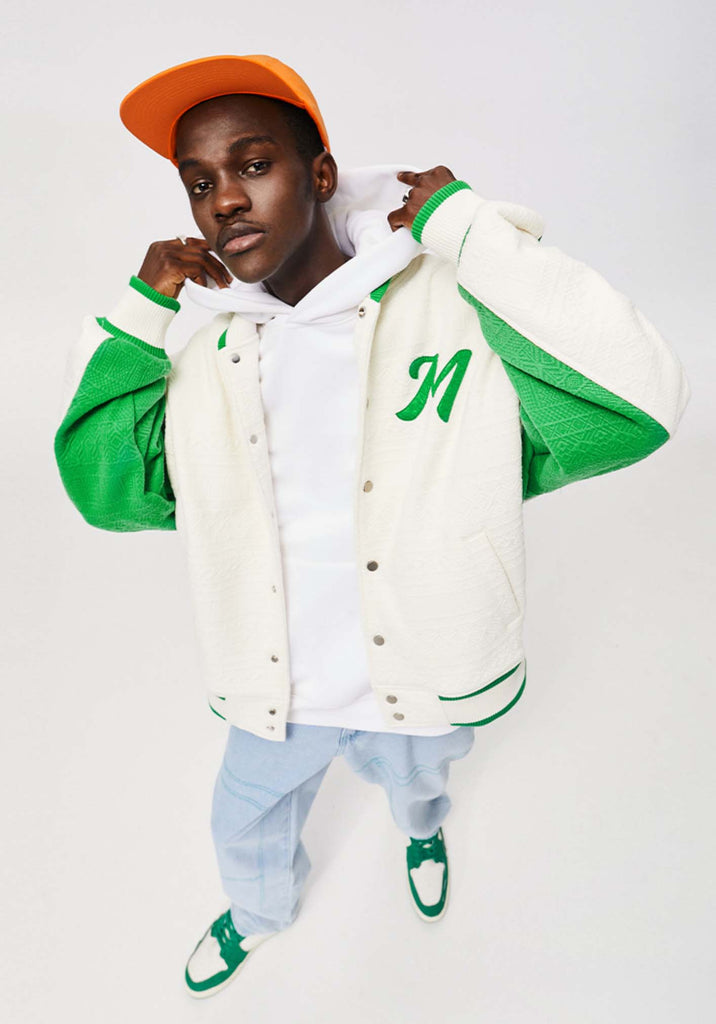 ラッセルノ　ダブルジップアップジャケット ホワイト/グリーン　SIZE6 Green Mockup Winter Jacket – Niepce