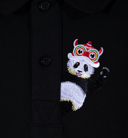 Poloshirt mit Panda-Stickerei 