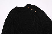 Casual Black Solo Artist Knit Sweater