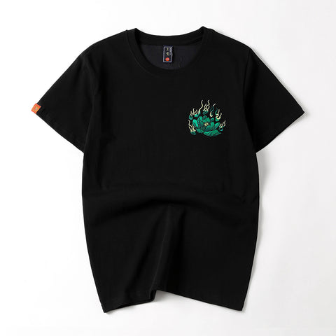 T-Shirt mit smaragdgrüner Tiger-Stickerei