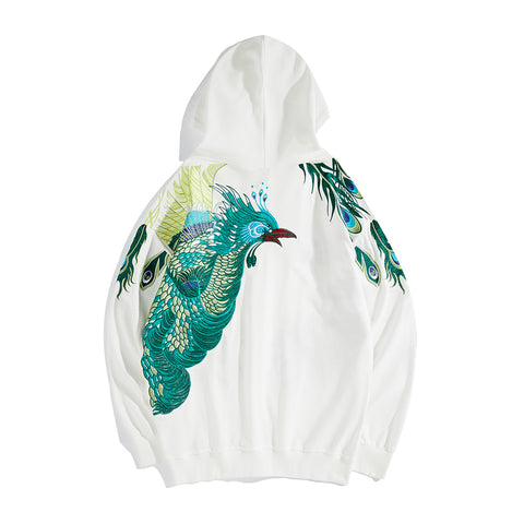 Peafowl Embroidery Hoodie