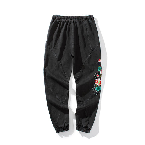 Flowers of Peace Embroidery Joggers
