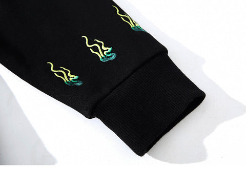 Kapuzenpullover mit smaragdgrüner Tiger-Stickerei für Damen