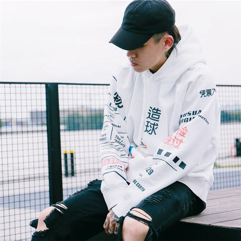 Niepce Inc Japanese Streetwear Embroidery Graphic Sweatshirts Mens Hoodies  