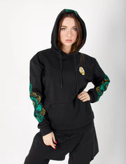 Women's Emerald Dragon Embroidery Hoodie