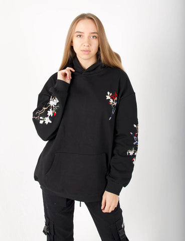 Women's Flowers and Birds Embroidery Hoodie