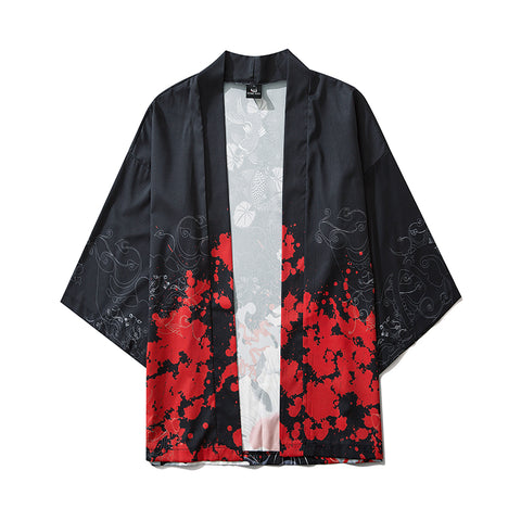 Kimono mit roten Blumen 