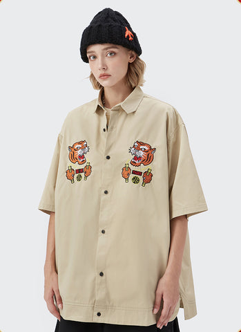 Tiger Warrior Embroidery Shirt