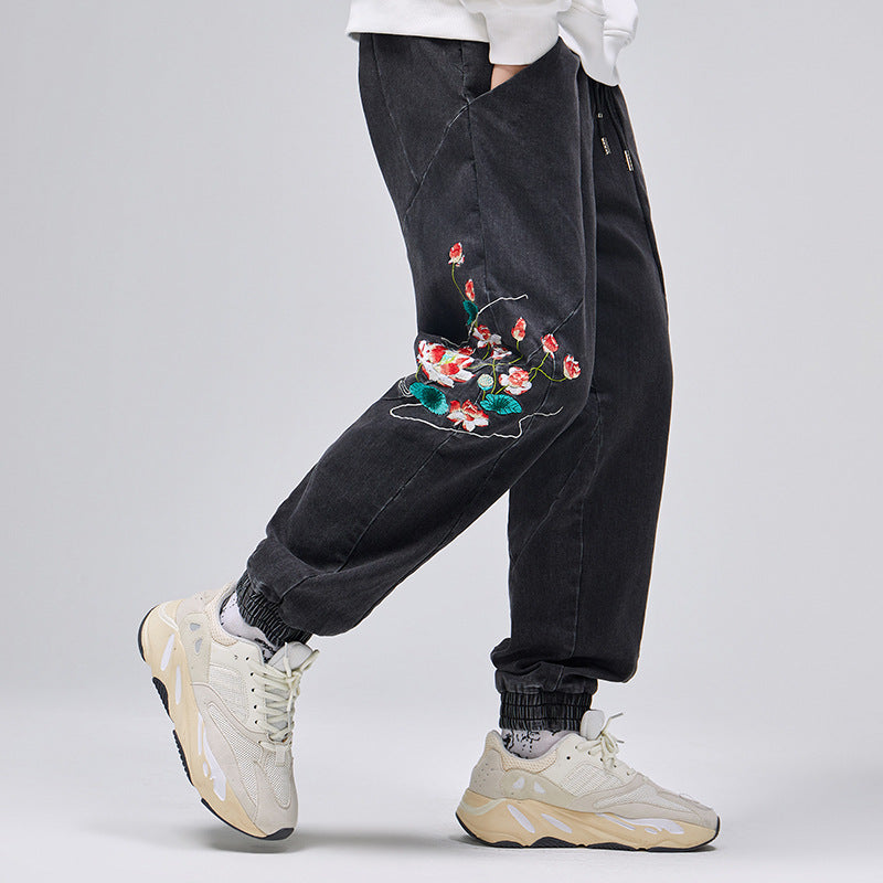 Flowers of Peace Embroidery Joggers – Niepce