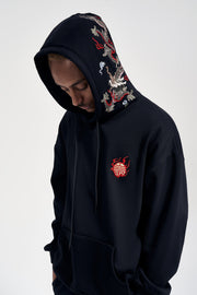 Flying Fire Dragon Embroidery Hoodie
