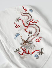 Sudadera con capucha y bordado de dragón de fuego volador