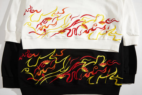 Kapuzenpullover mit Raging Phoenix-Stickerei 