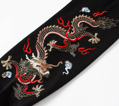 Sudadera con capucha y bordado de dragón de fuego volador