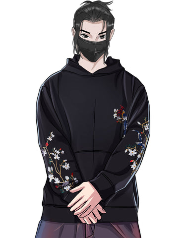 Flowers and Birds Embroidery Hoodie
